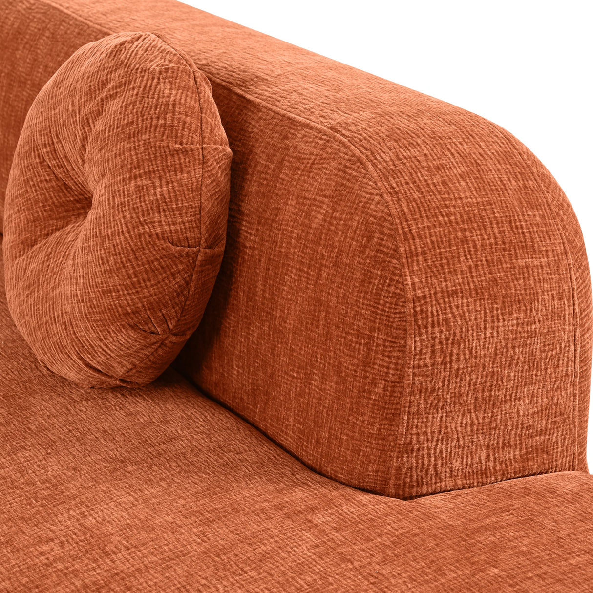 122'' Curved Sectional Cloud Sofa, Modern L Shaped Couch with Chaise & Pillows, Comfy Upholstered Deep Seat Compression Boneless Sofa for Living Room, Apatment, Office, No Assembly Required, Orange SLEERWAY