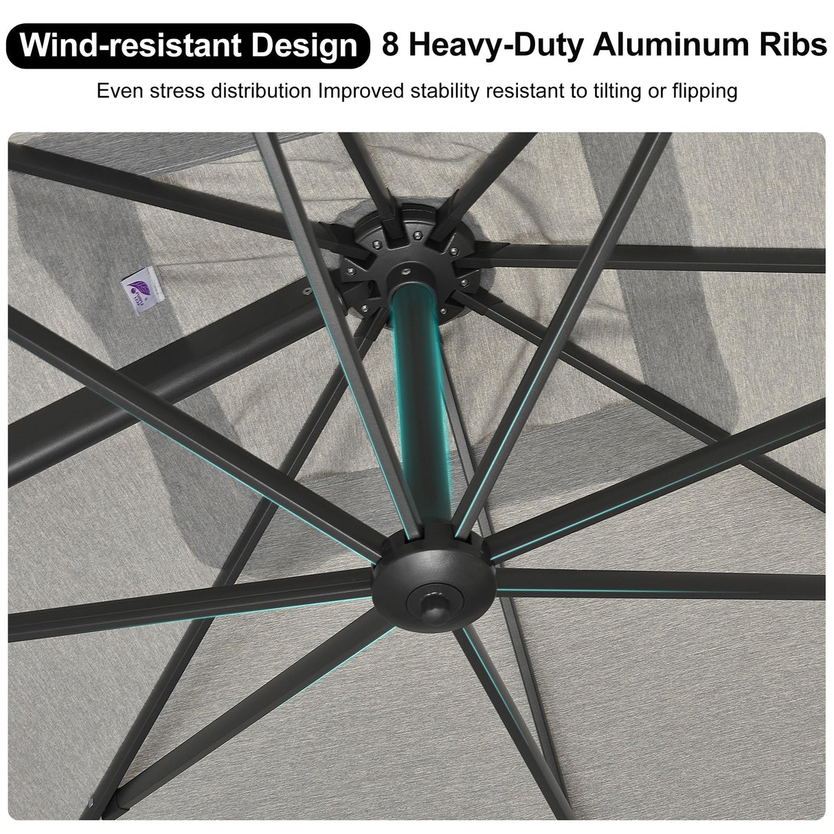 PURPLE LEAF 9 FT Cantilever Patio Umbrella Outdoor Aluminum Offset Square Umbrella with 3 Years Fade Resistance Recycled Fabric and 360-degree Rotation for Deck Pool Garden, Light Grey PURPLE LEAF