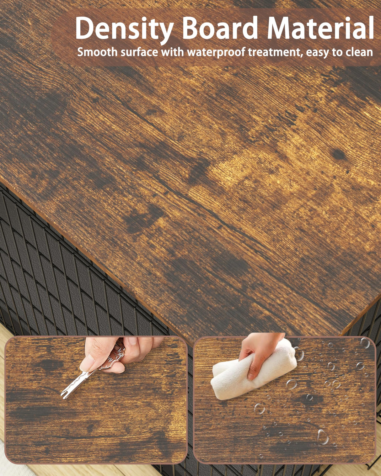 Piskyet Dog Crate Topper Wood for 48 42 36 30 24 inch Dog Cage, Dog Crate Cover,Dog Kennel Topper, 30" Rustic Brown(Crate Not Include) Piskyet