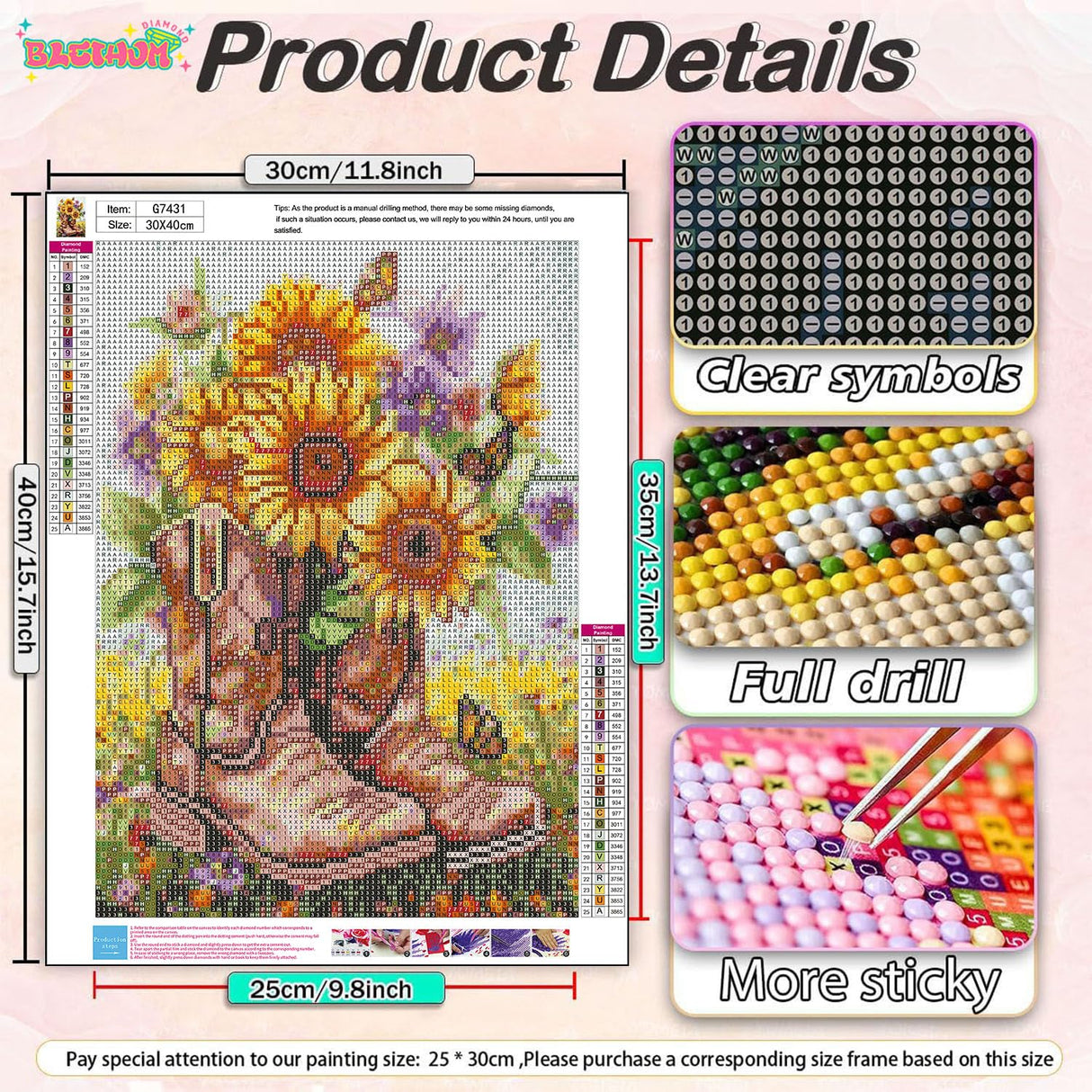 bleihum Boot Diamond Painting Kits for Adults- 5D Sunflower Diamond Art Kits for Adult, DIY Full Drill Diamond Gem Art for Home Wall Decor(12x16inch) bleihum