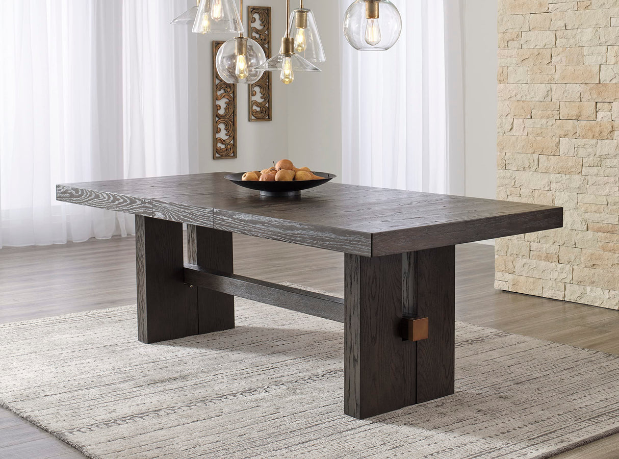 Signature Design by Ashley Burkhaus Traditional Rectangle Extension Dining Room Table, Dark Brown Signature Design by Ashley