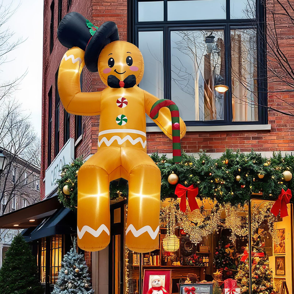 GUDELAK 10FT Christmas Inflatable Outdoor Decoration, Climbing Giant Christmas inflatables Gingerbread Decorations Outside with 8 LED, Christma Blow Ups Outdoor Roof Yard Lawn Xmas Decor GUDELAK