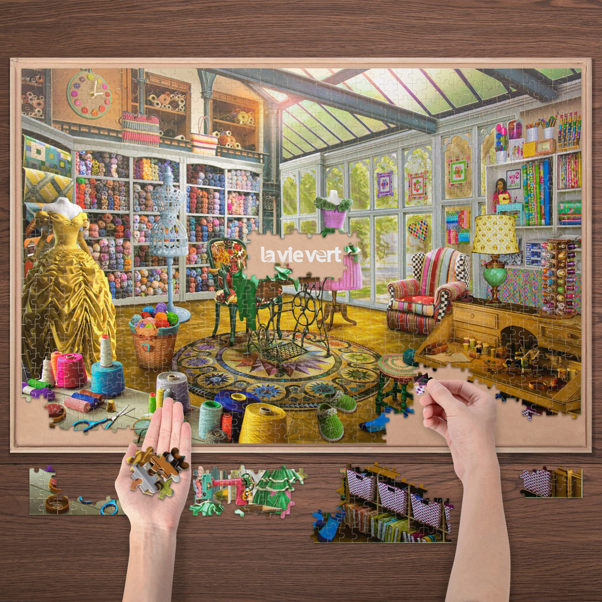 Lavievert Wooden Jigsaw Puzzle 1000 Piece Puzzle for Adults and Kids - Sewing Room LAVIEVERT