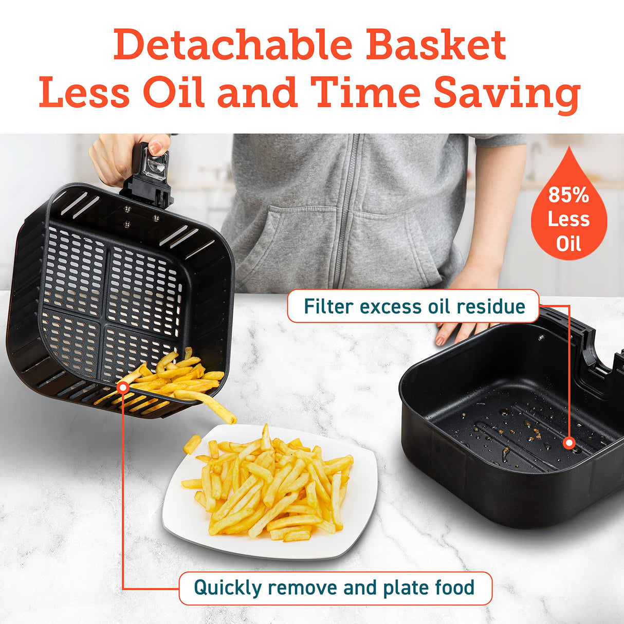 COSORI 12-in-1 Air Fryer 5.8QT, Toast, Bake, Nutrition Facts for 100+ In-App Recipes, AdaptIQ Tech Fast Cook, for Main & Side Dishes, Snacks, Leftovers, Detachable Square Basket, Dishwasher Safe COSORI