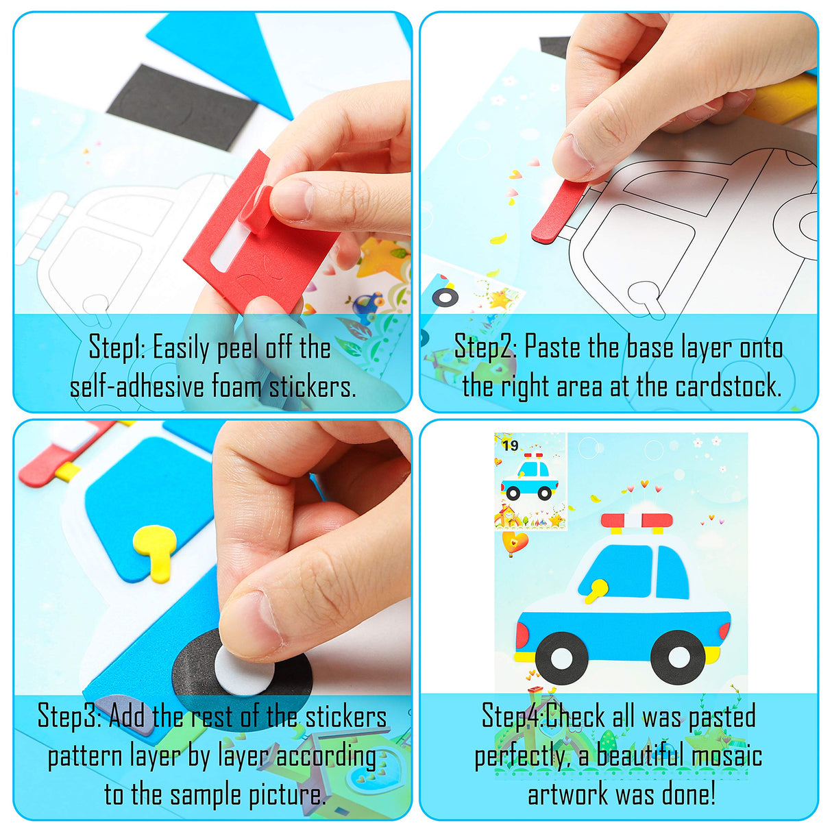 MALLMALL6 20Pcs Mosaic Sticker Art Kits for Kids Toddler Unisex MALLMALL6