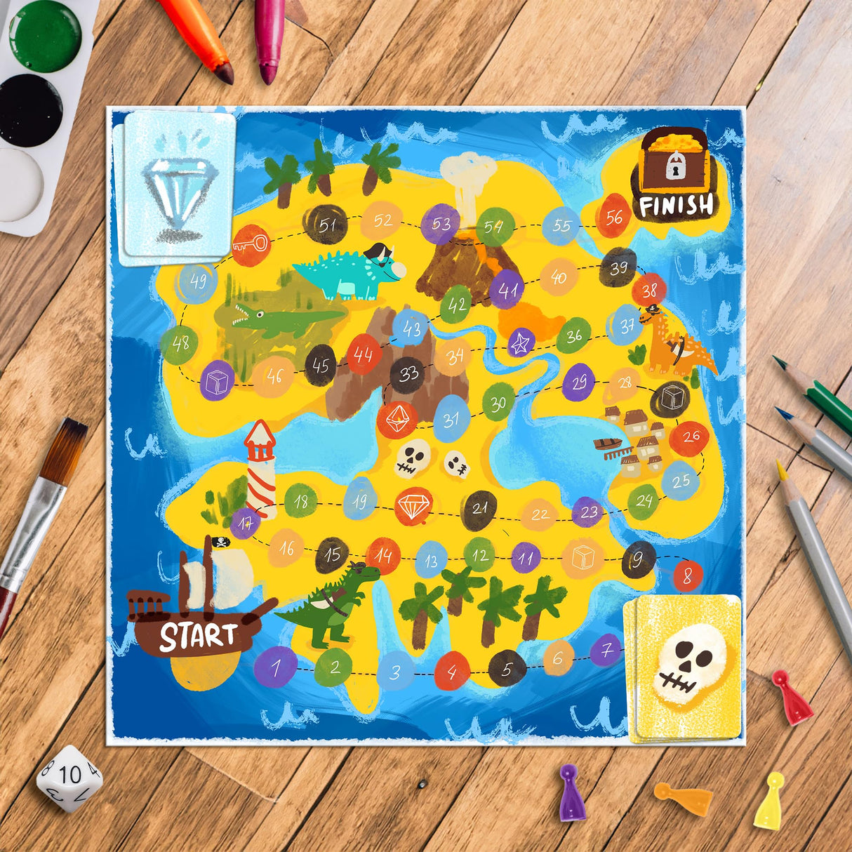 DIY Board Game Kit - Make Your Own Board Game Kit with Double-Sided Blank Game Board, Blank Board Game Box, Board Game Pieces, Board Game Accessories da Vinci's Room