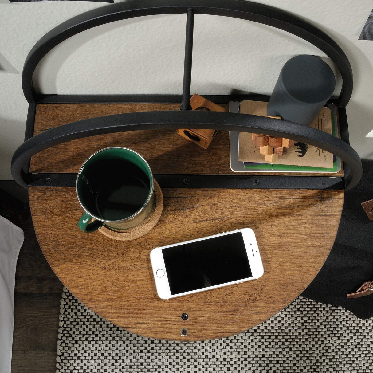 Sauder Boulevard Cafe Hanging Night Stand/Book Shelf, L: 17.99" x W: 5.12" x H: 18.11", Black Finish Sauder