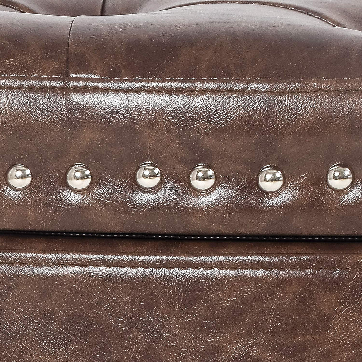 Homebeez 43" Half Moon Storage Ottoman Bench, Lift Top Faux Leather Storage Ottoman Bench for Bedroom Living Room (Light Brown) Homebeez