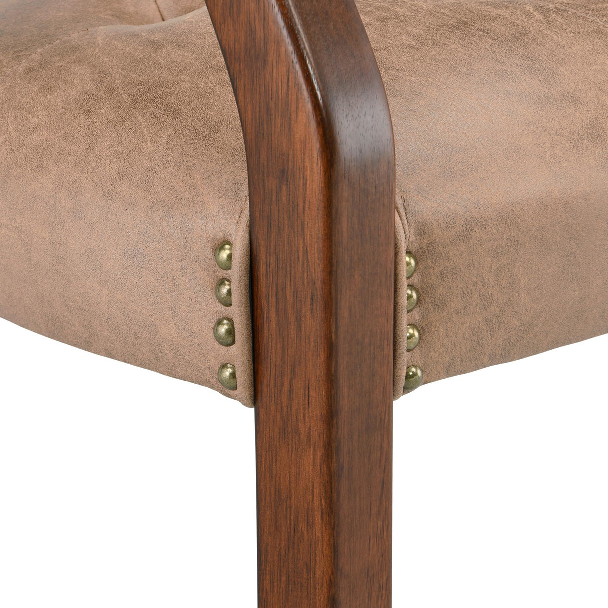 LEEMTORIG Dining Chairs with Casters and Arms, Rolling Dining Chairs with Wheels, Solid Wood Office Desk Chairs, 26“Dx25.2 Wx31.5“H, Cherry Legs & Yellowish Brown Fabric SY-1533-LT LEEMTORIG