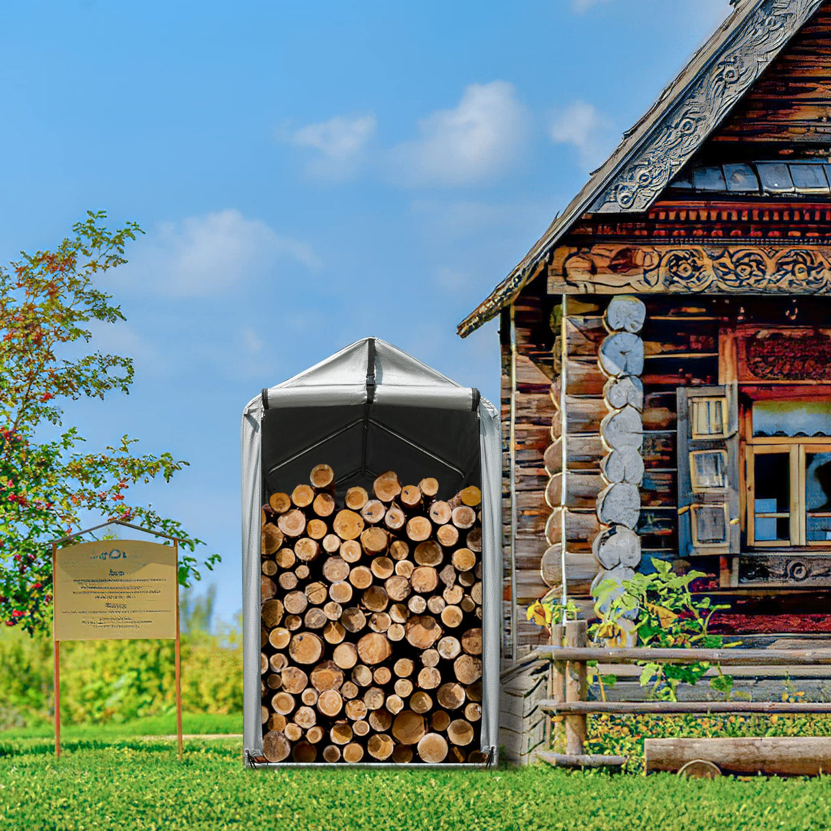 Flamaker Storage Shed 6' x 3' Metal Frame Outdoor Waterproof Carport Shelter with Rollup & Zipper Door Garage Tent for Bike, Motorcycle, Firewood Flamaker