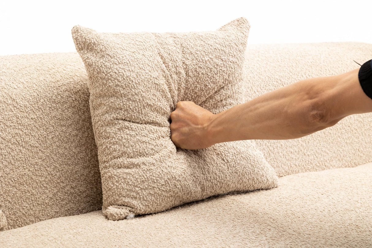 VASOENY 125.2'' Modern Sectional Sofa, Boucle Fabirc Curved Couch with Right Facing Sectional Chaise Lounge and 5 Pillows, 3 Seat Corner Sofa Couch for Living Room, Office, Apartment VASOENY