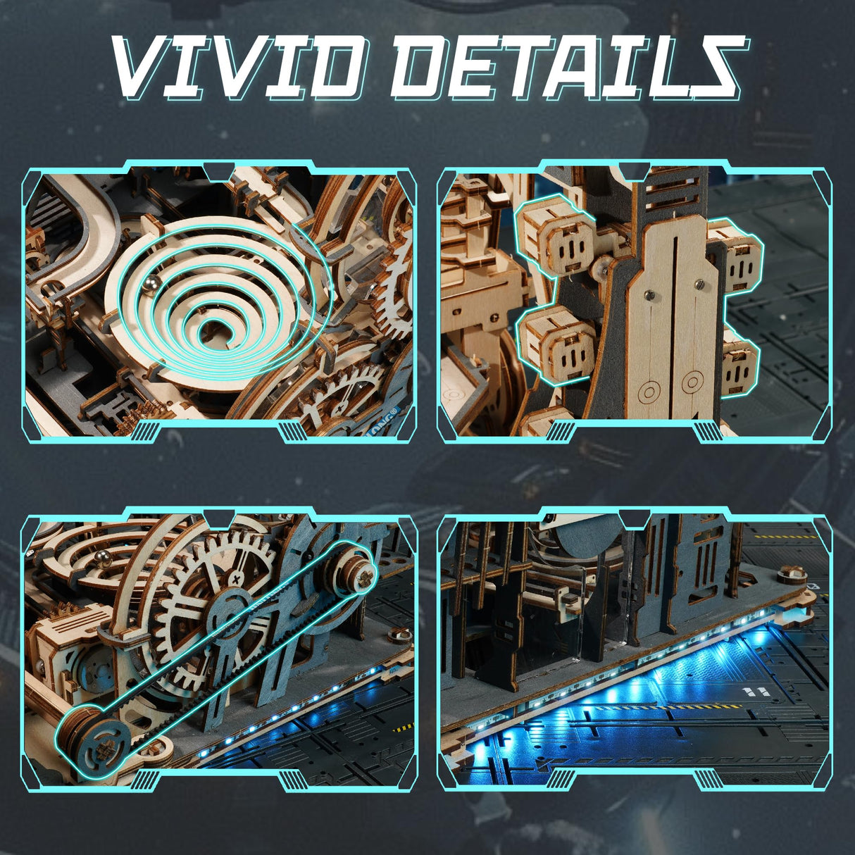 ROBOTIME 3D Puzzle - Combination Set Marble Tracks - Motorized Marble Spaceport LGC01+Marble Night City LGA01+Link Pack LG01 - Engineering Gift Choice ROBOTIME