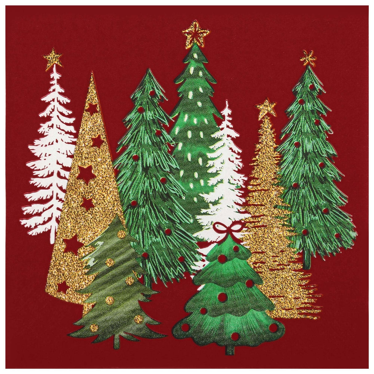 100Pcs Red Pines Trees Paper Napkins Christmas Disposable Party Napkin 6.5" Seasonal Winter Xmas Luncheon Hand Towel for Holiday New Year Party Table Decor AllReal