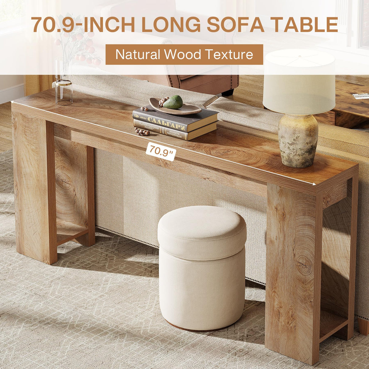 Tribesigns 70.9-Inch Long Console Table, Farmhouse Wooden Entryway Sofa Table Behind Couch, Narrow Entry Console for Living Room, Hallway, Entrance, Foyer Tribesigns