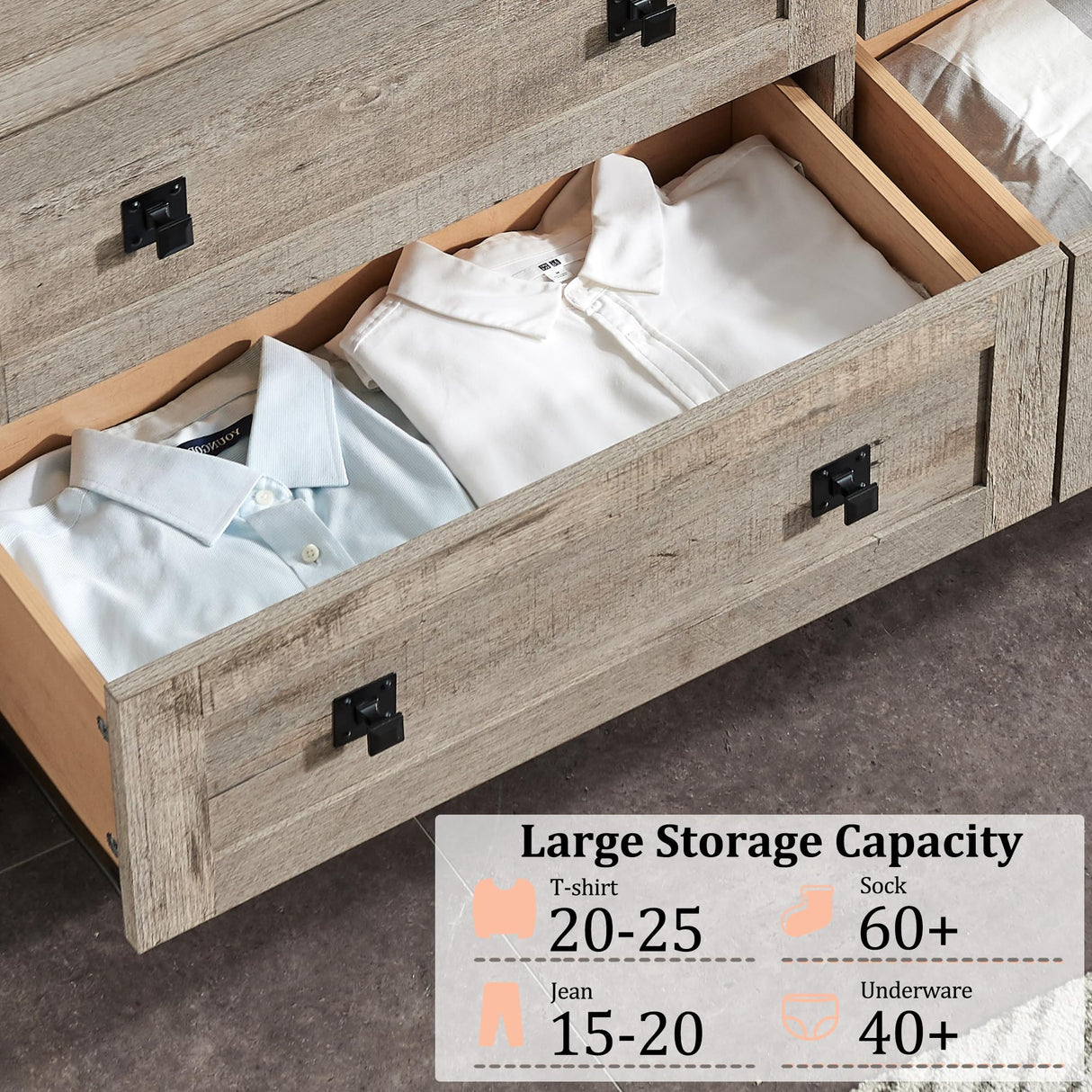 RedLemon 7 Drawer Dresser for Bedroom, Farmhouse 54" Wide Rustic Wood Dresser TV Stand, Dresser Chest of Drawers for Closet, Living Room, Hallway, Light Rustic Oak RedLemon