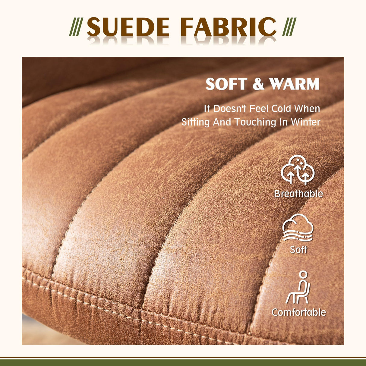 CAODOC High Back Office Chair,Modern Swivel Office Chair,Brown Suede Fabric Gaming Chair,Height Adjustable Home Office Desk Chair with Lumbar Support CAODOC