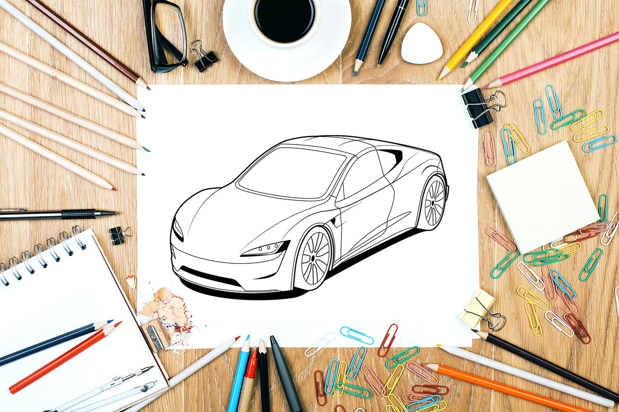 Sports Cars Coloring Book: A Collection of 45 Cool Supercars | Relaxation Coloring Pages for Kids, Adults, Boys, and Car Lovers WoodArtSupply