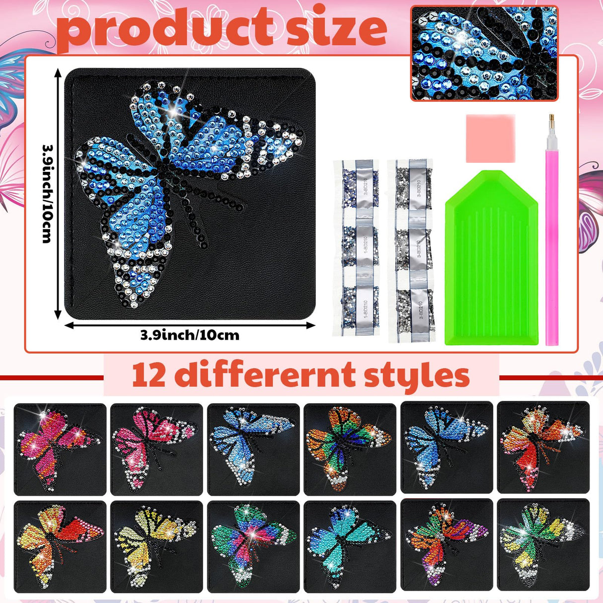 Ireer 12 Pcs Diamond Painting Corner Bookmark Kits 5D DIY Page Book Marks Diamond Art Crafts Bookmarks for Adults Women Graduation Birthday Supplies(Butterfly) Ireer