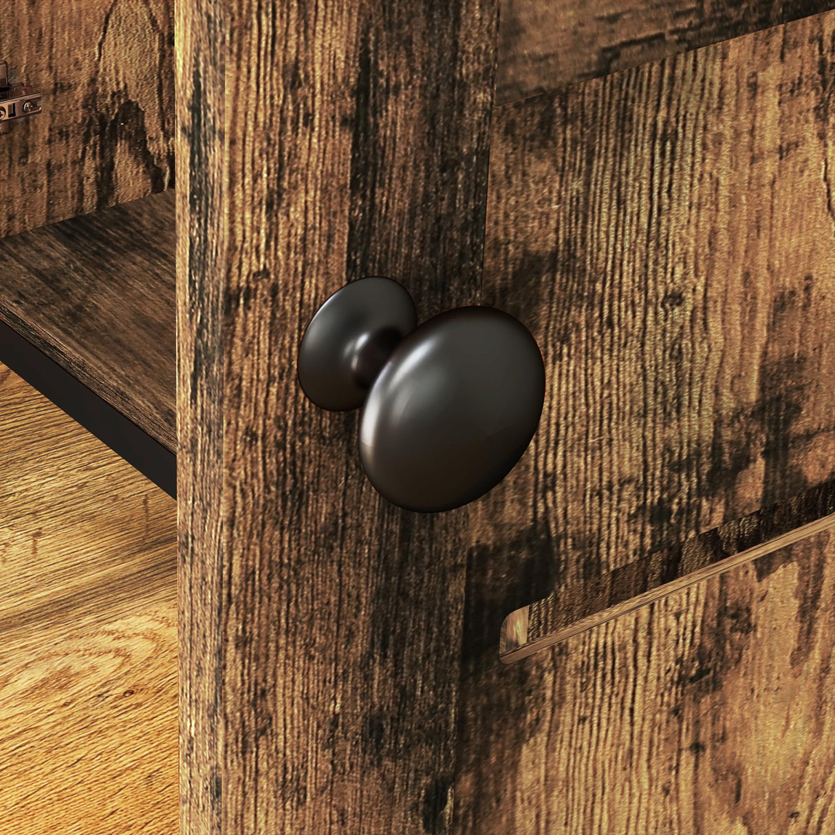 HOMCOM Kitchen Bakers Rack with Power Outlet, Coffee Bar Cabinet with Storage Shelves, Microwave Stand with Louvred Door Cabinets, Rustic Brown HOMCOM