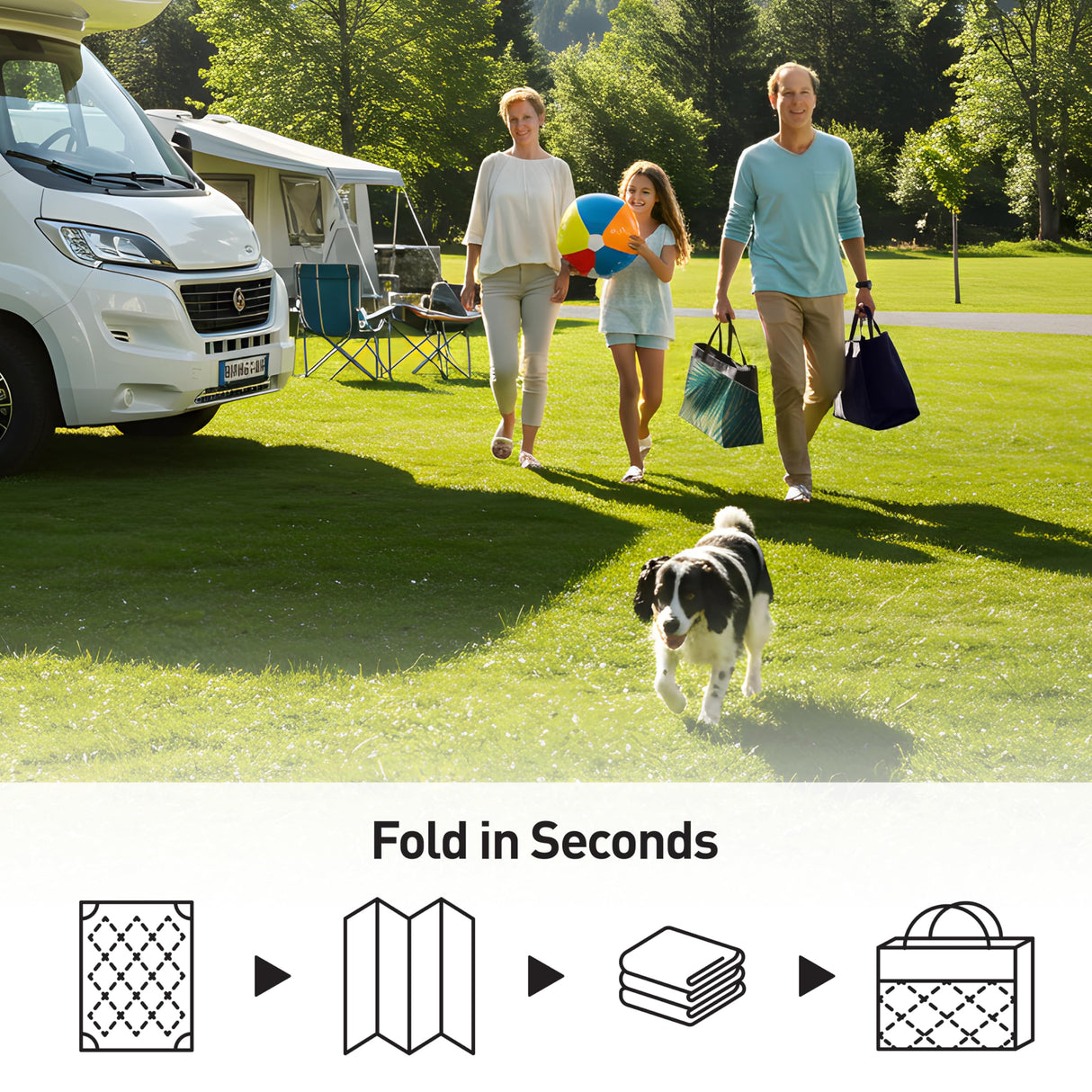 Rugshop Contemporary Stripe Reversible Foldable Waterproof Premium Recycled Plastic Outdoor Rugs for Patio,Backyard,RV,Deck,Picnic,Trailer,Beach,Camping Rug 6' X 9' Blue Rugshop