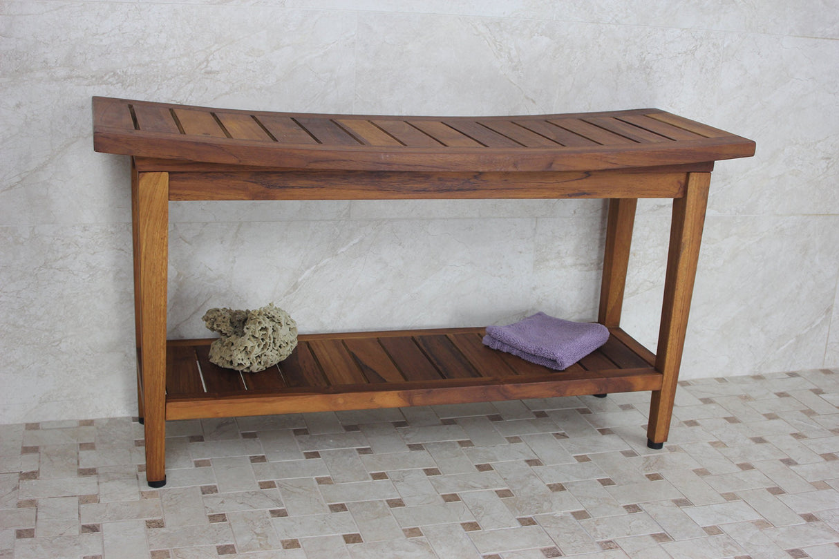 AquaTeak Patented 36" Maluku Teak Shower Bench with Shelf AquaTeak