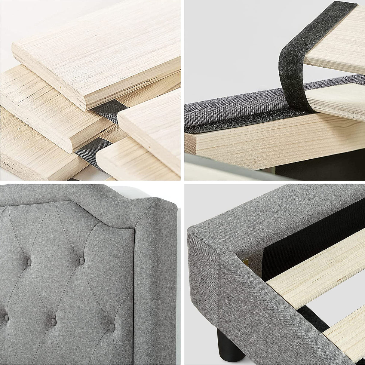 ZINUS Kellen Upholstered Scalloped Platform Bed Frame, Mattress Foundation, Wood Slat Support, No Box Spring Needed, Easy Assembly, Queen Zinus