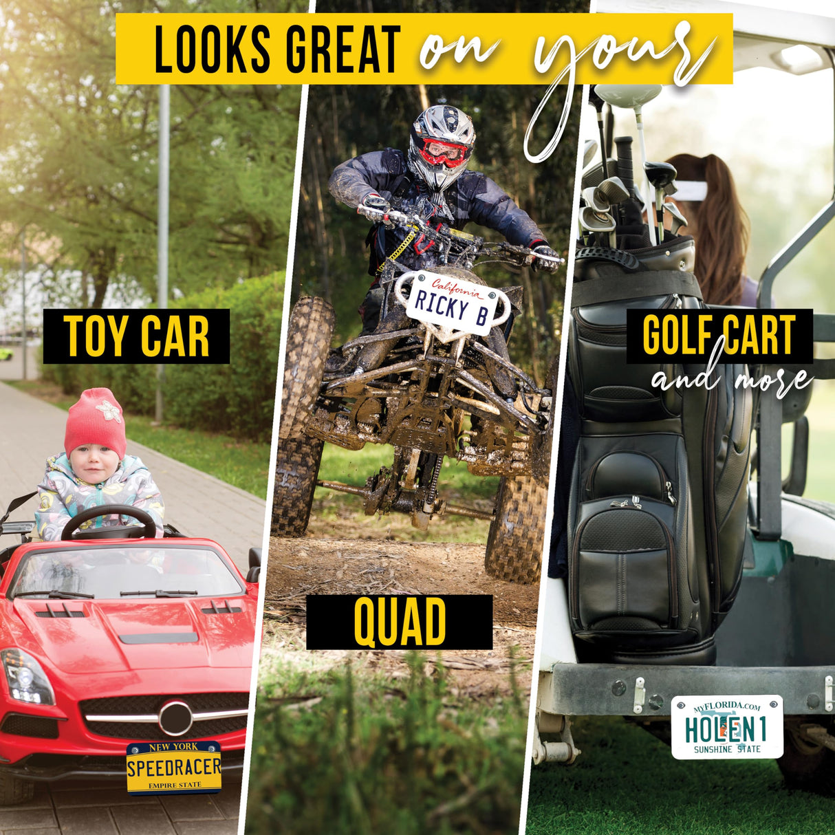 Personalized California Mini License Plate | Choose from All 50 States | Bike License Plate | 7 x 4 inch | Custom License Plate for Kids Toy Car and Wagons | Golf Cart Accessories | Motorcycle Printlabz