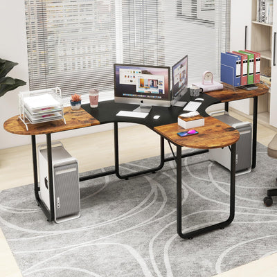 Natwind 94.5" Two Person Desk, Double Computer Desk for 2 Monitors, Home Craft Table Workstation, Heat Press Table, Extra Long Gaming Desk, Writing Table Study Desk for Home Office,Retro