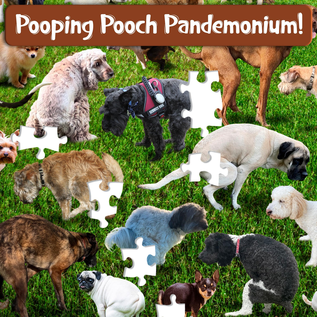Funwares Original 101 Pooping Puppies Puzzle - Hilarious Jigsaw Puzzle - Perfect White Elephant Gag Gift - Funny Dog Pooping Puzzle for Adults and Kids! 500 Piece Puzzle! Funwares
