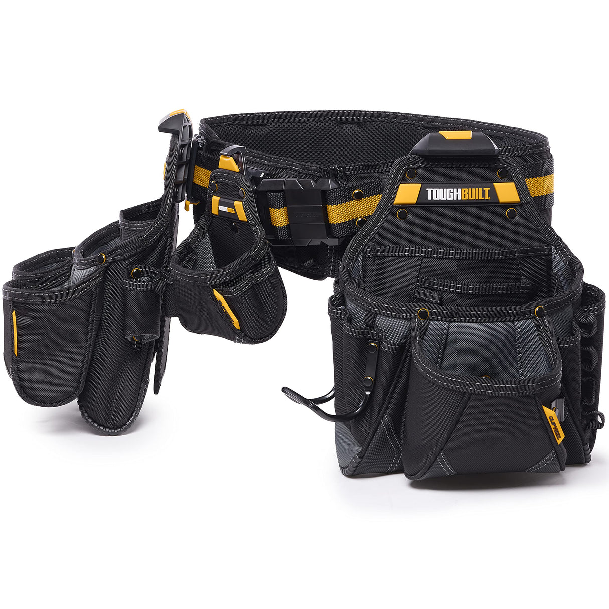 ToughBuilt - 4-piece Contractor Tool Belt Set - Heavy Duty and Durable - 3 Cliptech Pouches and padded Toolbelt - (TB-CT-101-4P) ToughBuilt