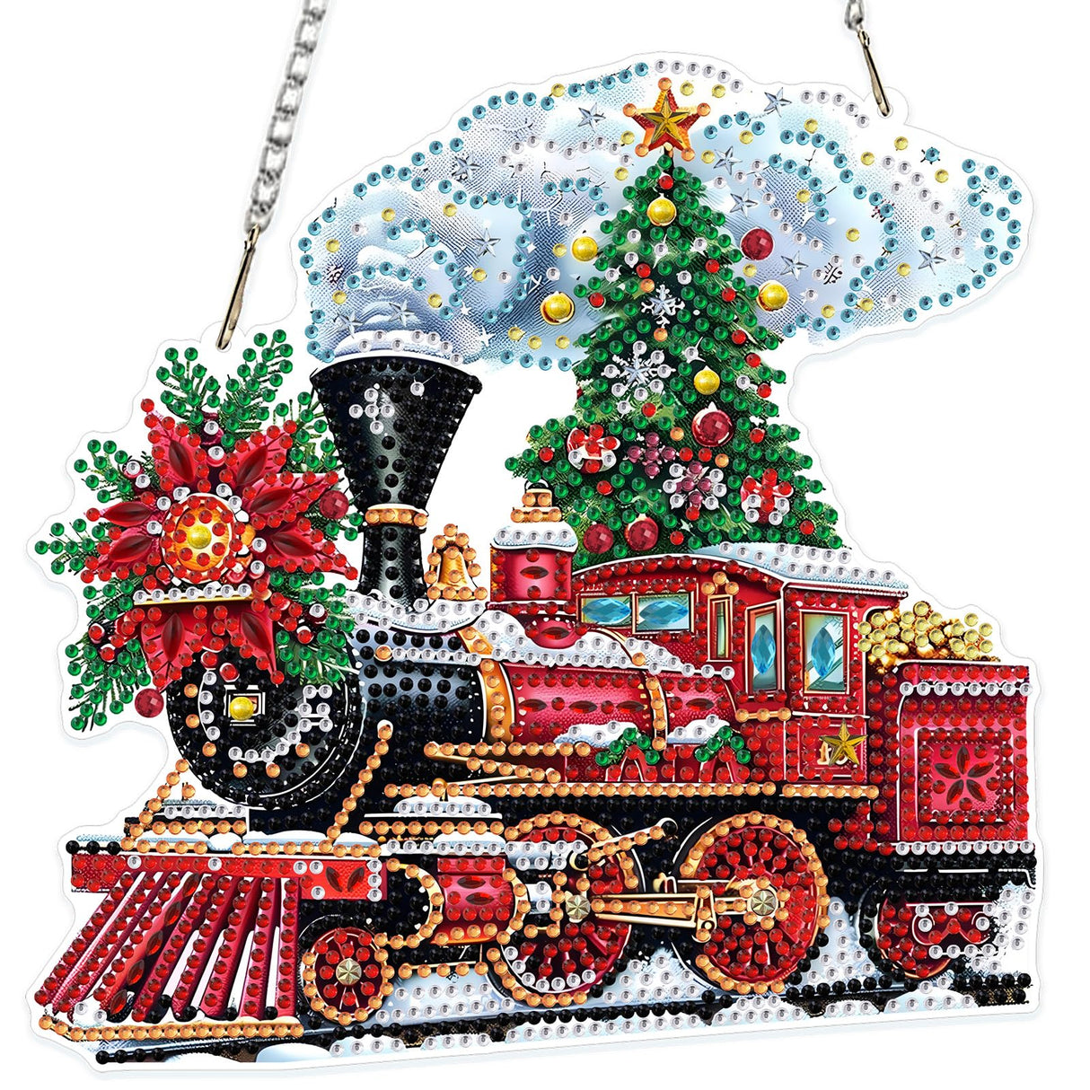 MOGTAA Christmas Diamond Art Hanging Kits for Adults Kids, Christmas Train Diamond Art Suncatchers, 5D Special Shape Diamond Painting Window Pendant Kit for Home Garden Wall Decor MOGTAA