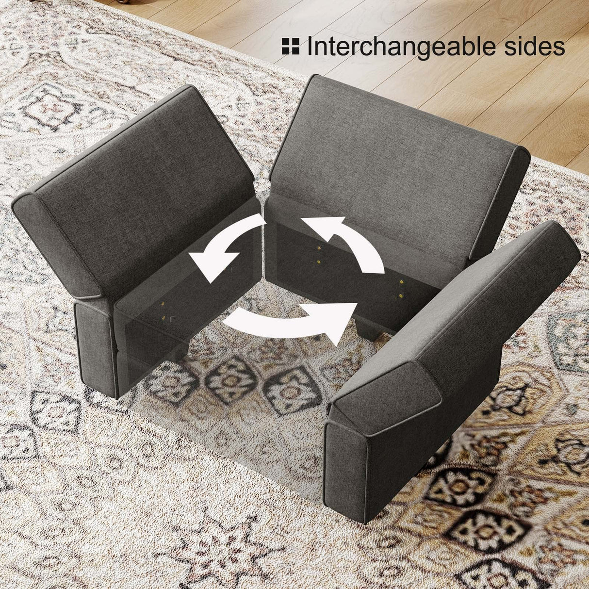 Belffin Modular Sectional Sofa Sleeper Modular Sectional Couch Sofa Convertible Sectional Couch Reversible Sofa Bed Grey Belffin