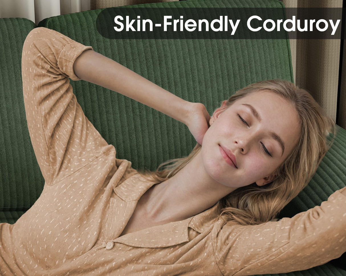 Furmax Sectional Couches for Living Room, U-Shaped Sofa Couch with Linen Fabric, 4 Seat Sofa Set with Double Chaise for Apartment (Corduroy, Dark Green) Furmax