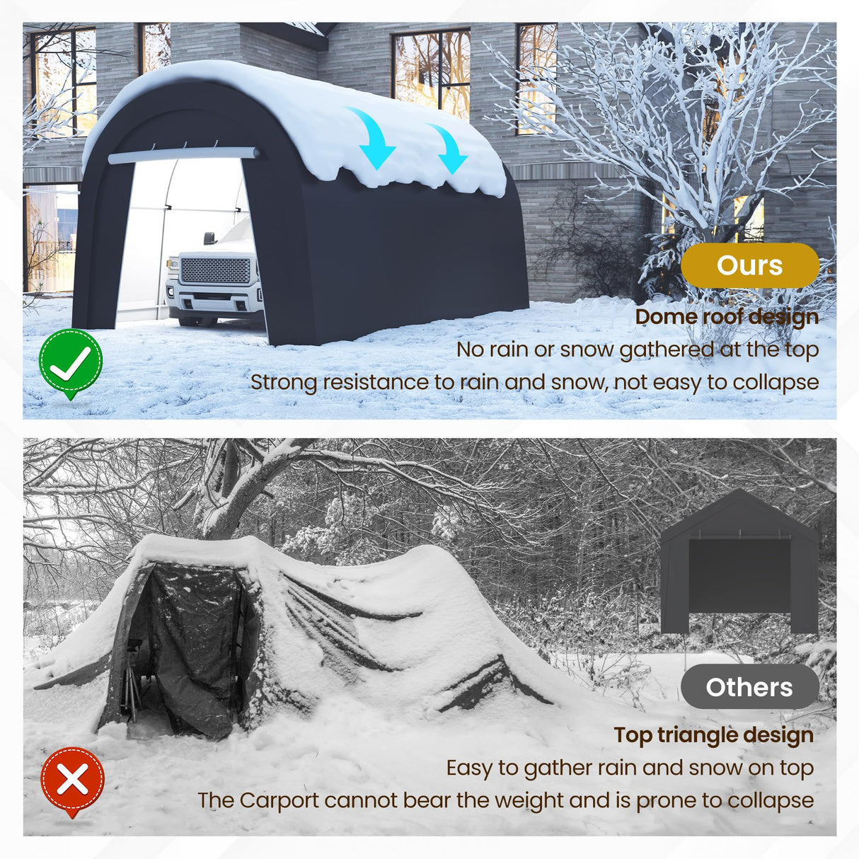 FansaFurn Carport, 10X20 Ft Round Portable Garage, Steel Heavy Duty Carport with Ground Stakes, Tensioner and 2 Roll Up Windows PE Fabric Car Port, Garage, Storage Shed, Tent for Storage, SUV FansaFurn