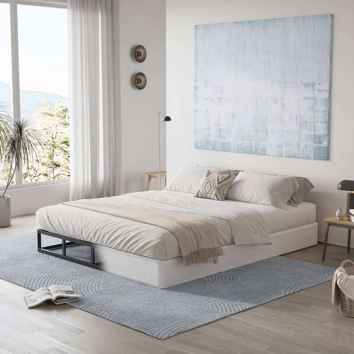 HUEIIS King Box Spring 5 Inch Low Profile Strong Metal Frame Mattress Foundation, Quiet Noise-Free,Easy Assembly, 3000lbs Max Weight Capacity HUEIIS