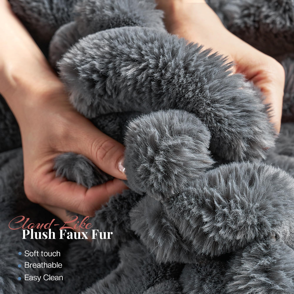 Jocisland 67 inch Chaise Lounge, No-Assembly Sofa Chaise with Throw Pillows and Armrests, Faux Fur Sleeper Sofa for Living Room, Apartments, Gray Jocisland