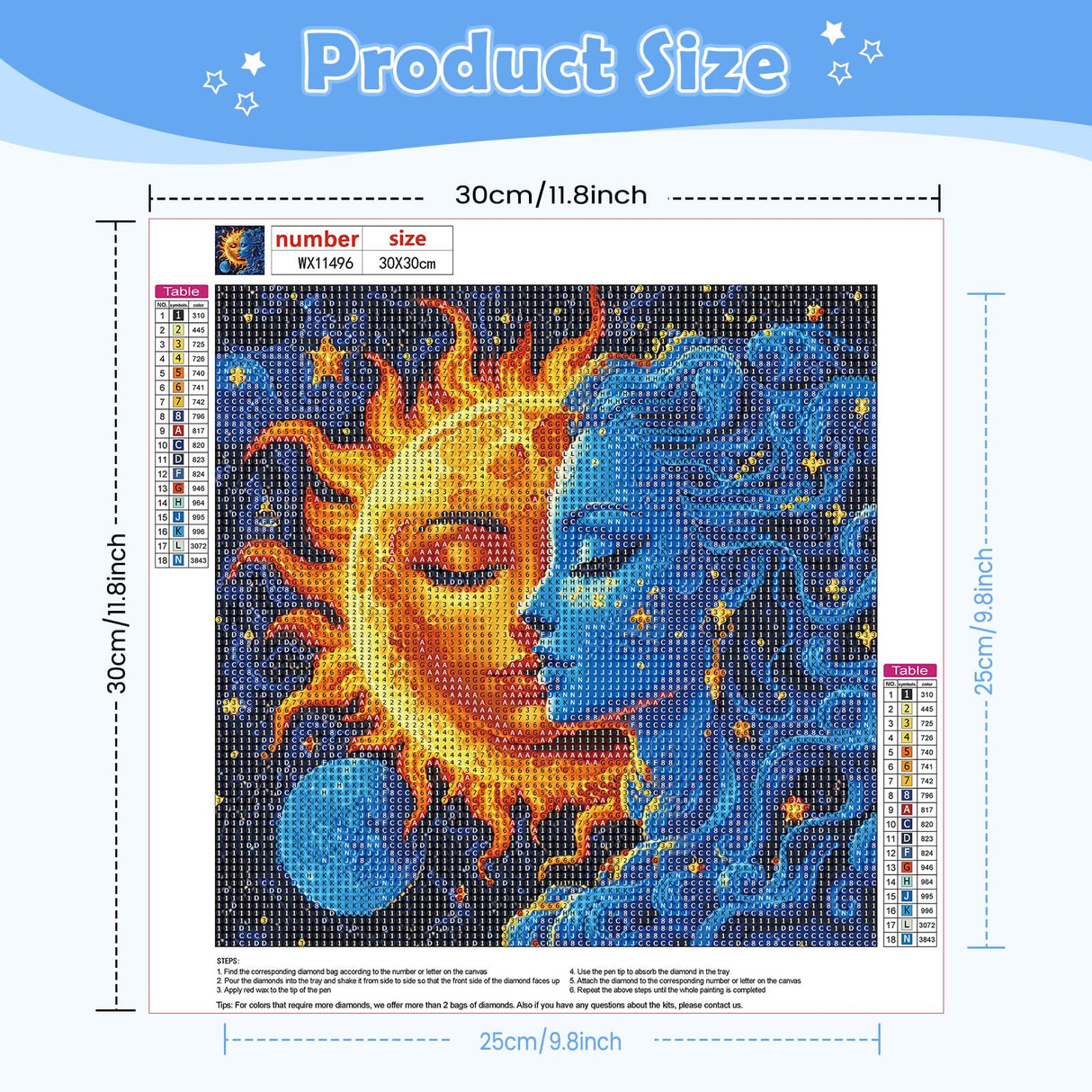 NEWENMO Sun and Moon Diamonds Painting Kits for Adults Beginner, DIY 5D Diamond Art Paint with Round Diamonds, Full Drill Diamonds Art Painting Kit Perfect for Home Wall Decor 12x12 Inch NEWENMO