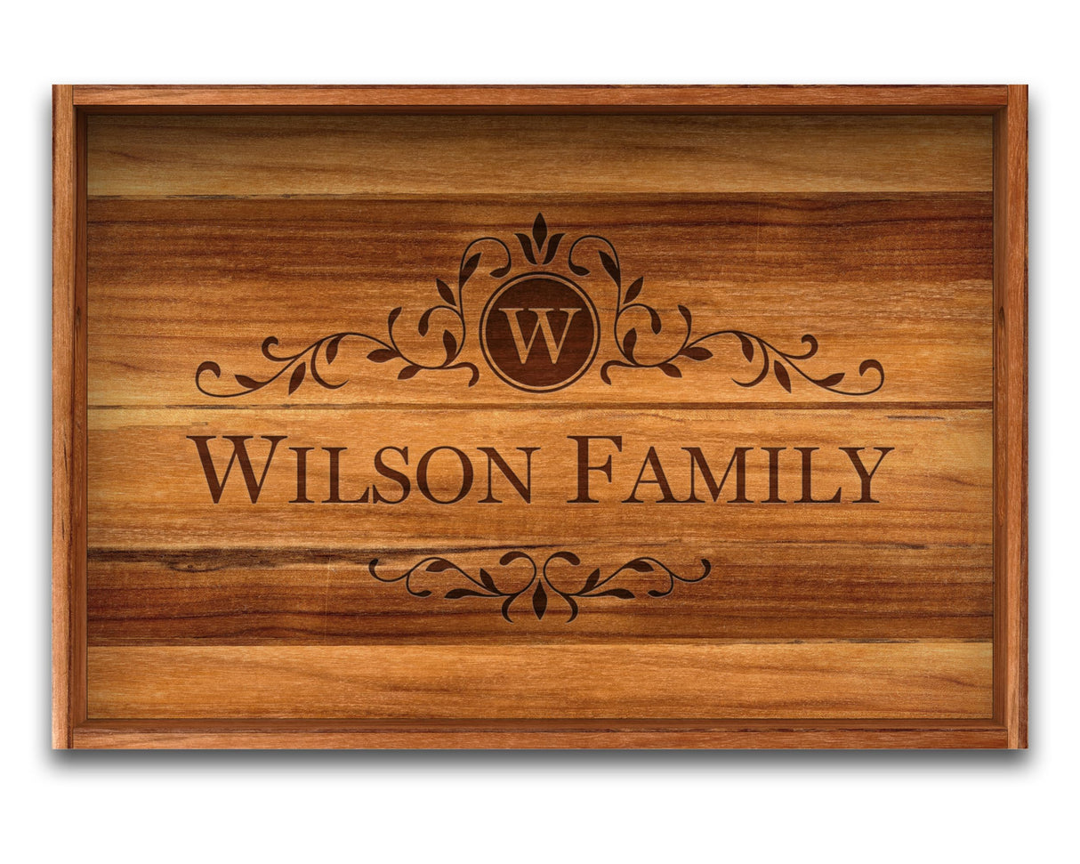 Serving Tray, Teak, Custom Serving Tray, Tray with Handles, Engraved, Tray, Breakfast in Bed, Breakfast Tray, Wood Tray, Coffee Table Tray, The Sinclair Company
