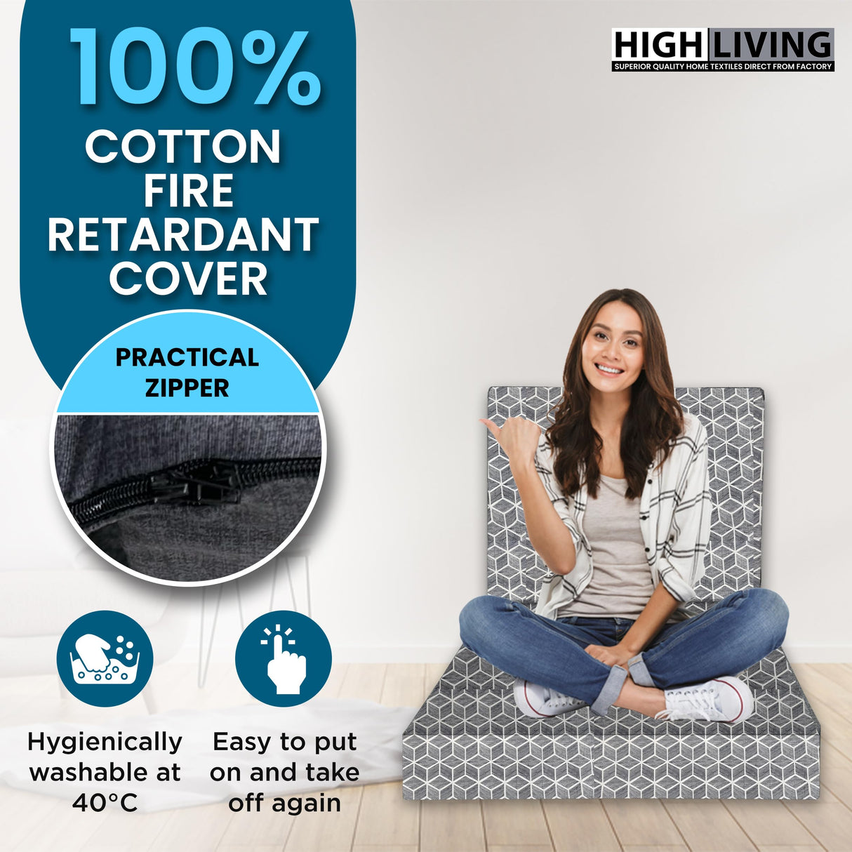 Tri Folding Mattress Single Size - 4 Inch Foldable Mattress Portable Tri-fold Mattress with Washable Cover, Non-Slip Bottom Mattress Guest Bed, 75"x25"x4" Generic