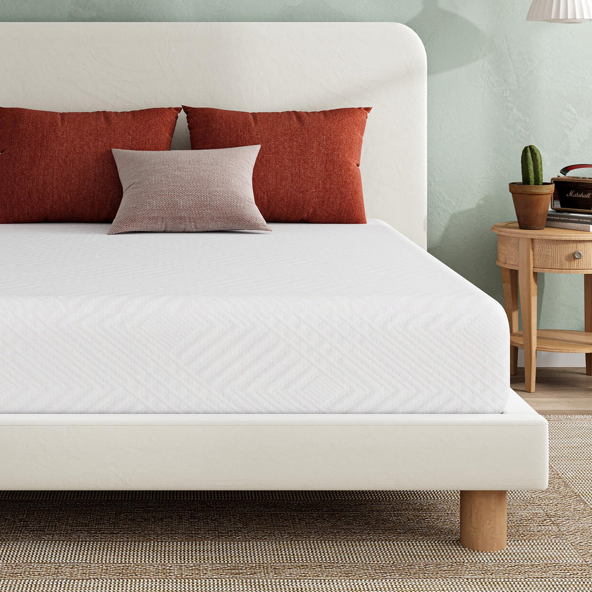 EGO White 8 Inch King Memory Foam Mattress, Cooling Gel Green Tea Mattress Bed in a Box, CertiPUR-US Certified, 76"x80", Medium Firm MLILY