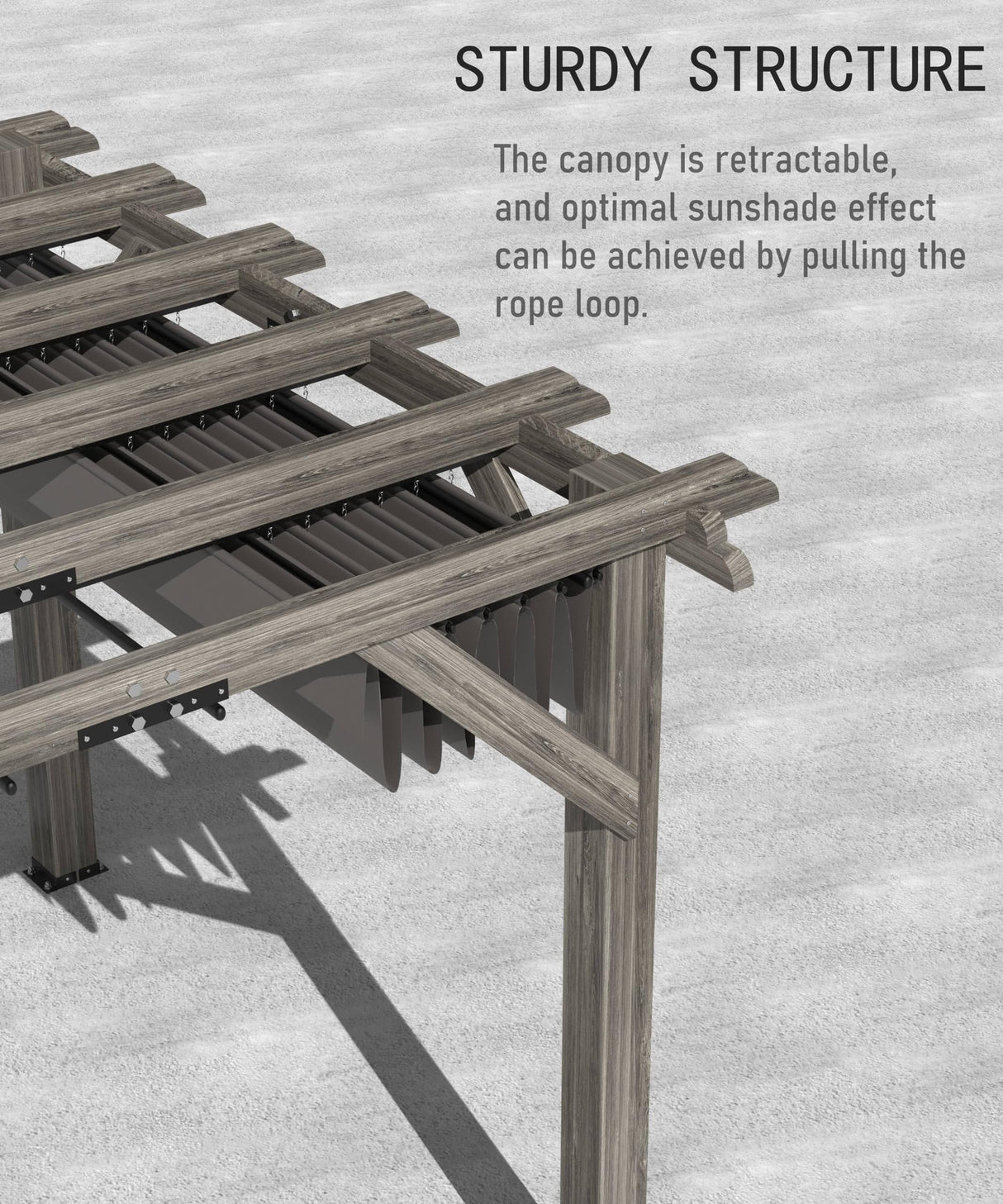 GAOMON 10 X 10 FT Wood Pergola, Solid Structure, Retractable Shade Canopy, Outdoor Wooden Pergola for Patio, Backyard, Deck, Garden GAOMON