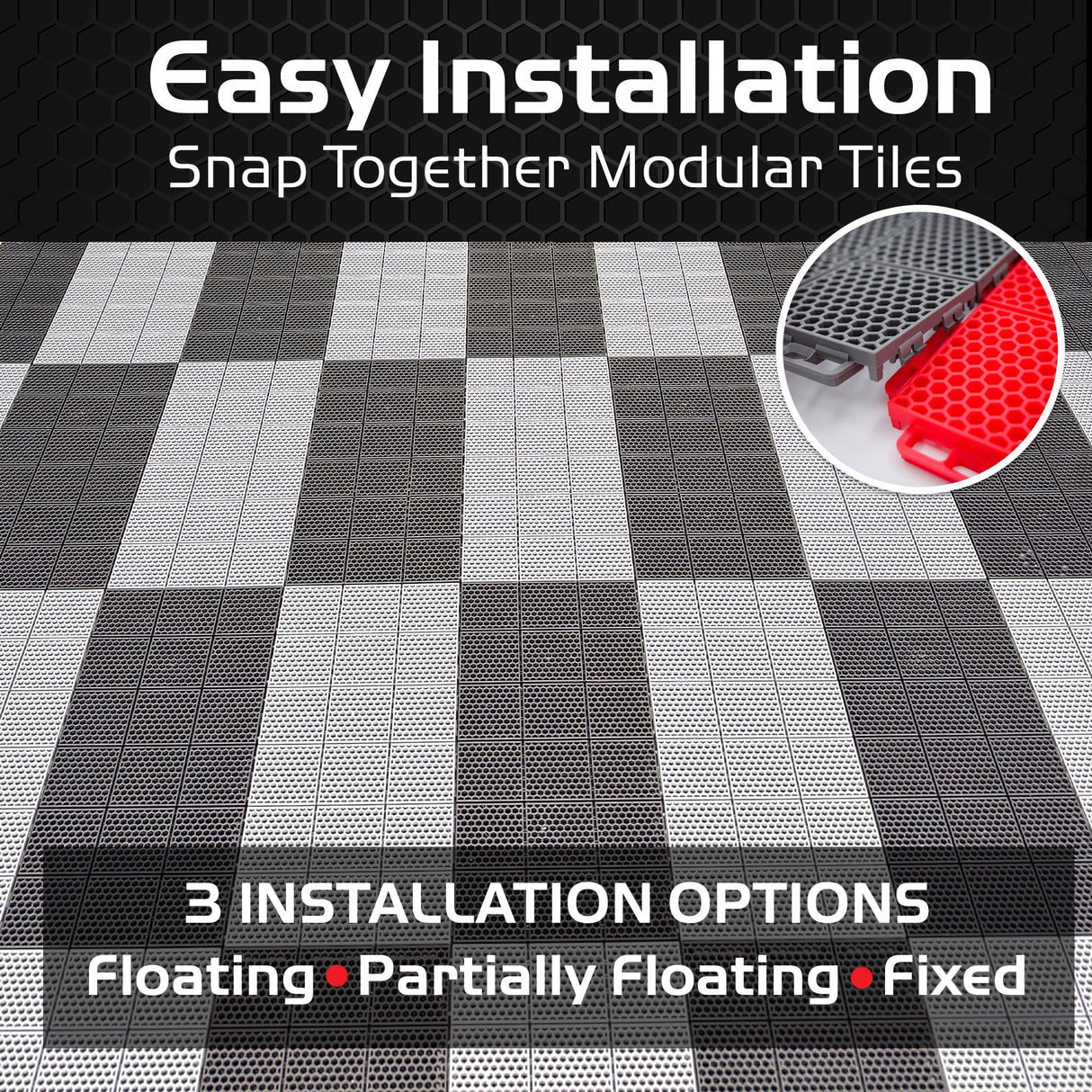 Caliber ProTech Garage Flooring Tiles, 9” x 18” Interlocking Tiles, Grey, 24-Pack Caliber