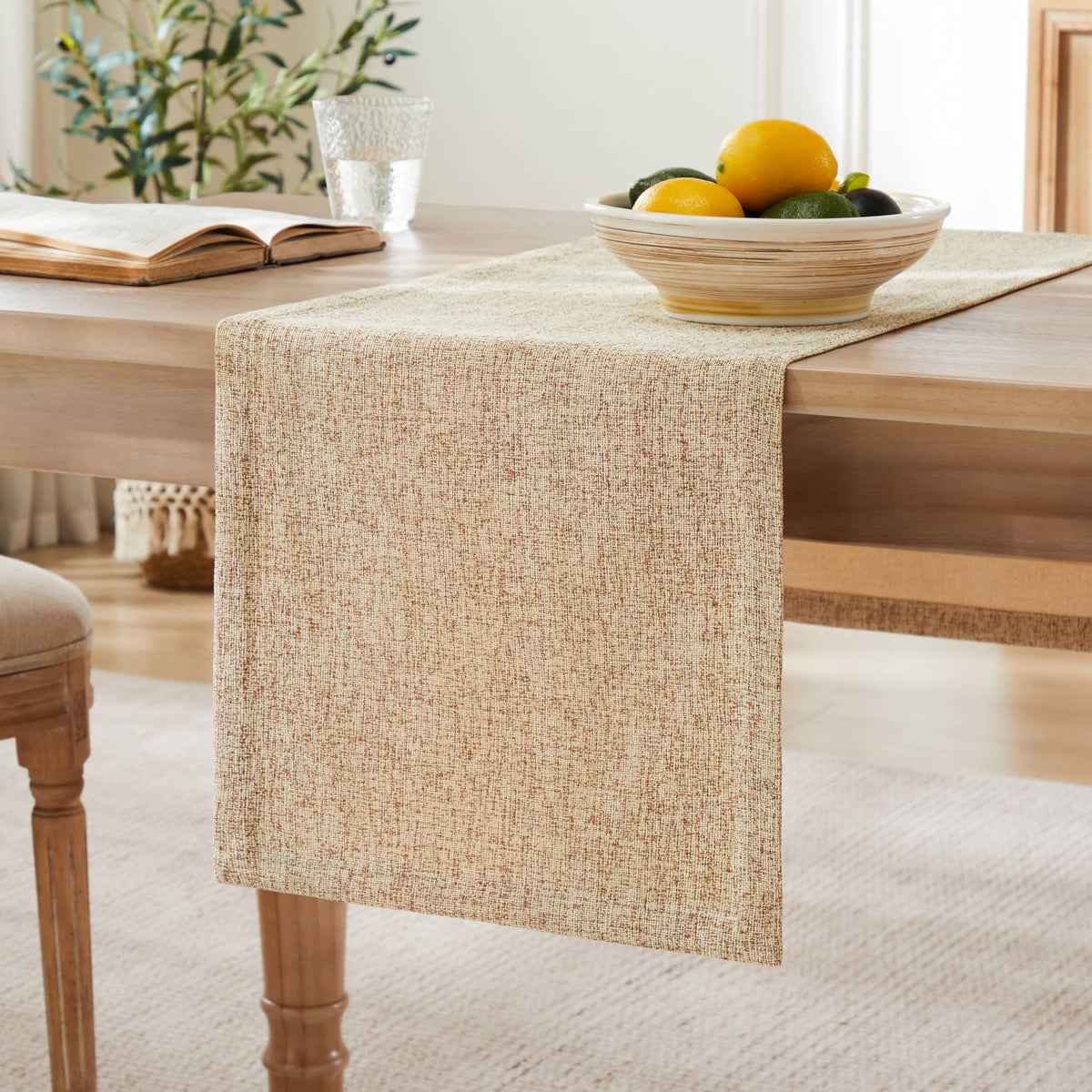 ZeeMart Burlap Style Farmhouse Table Runners 72 Inches Long, Beige Rus ...