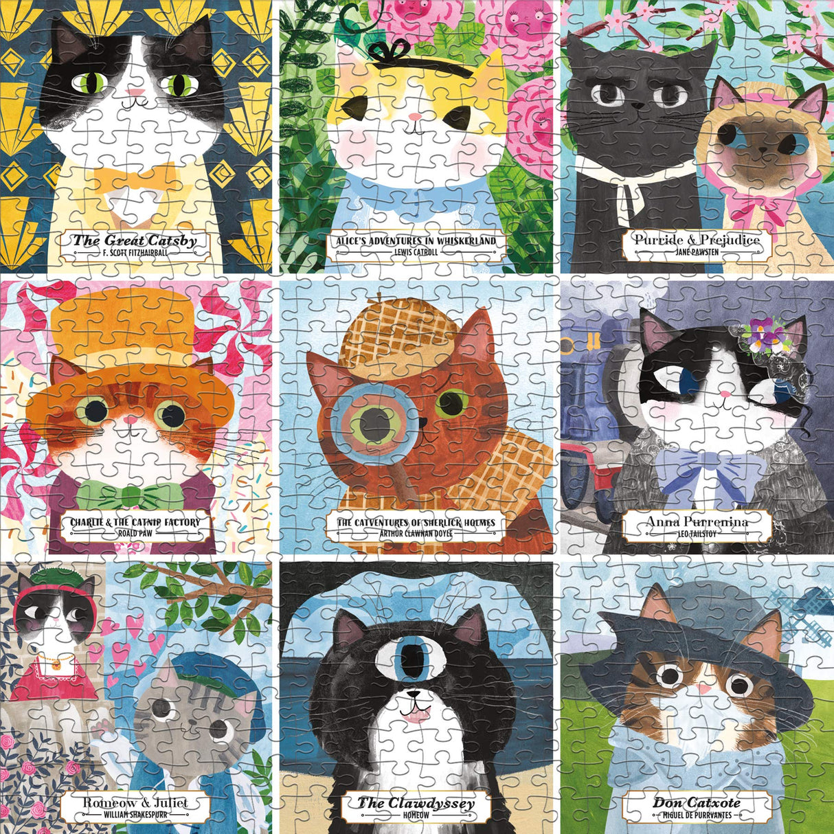Galison Bookish Cats 500 Piece Family Puzzle, Multicolor Abrams