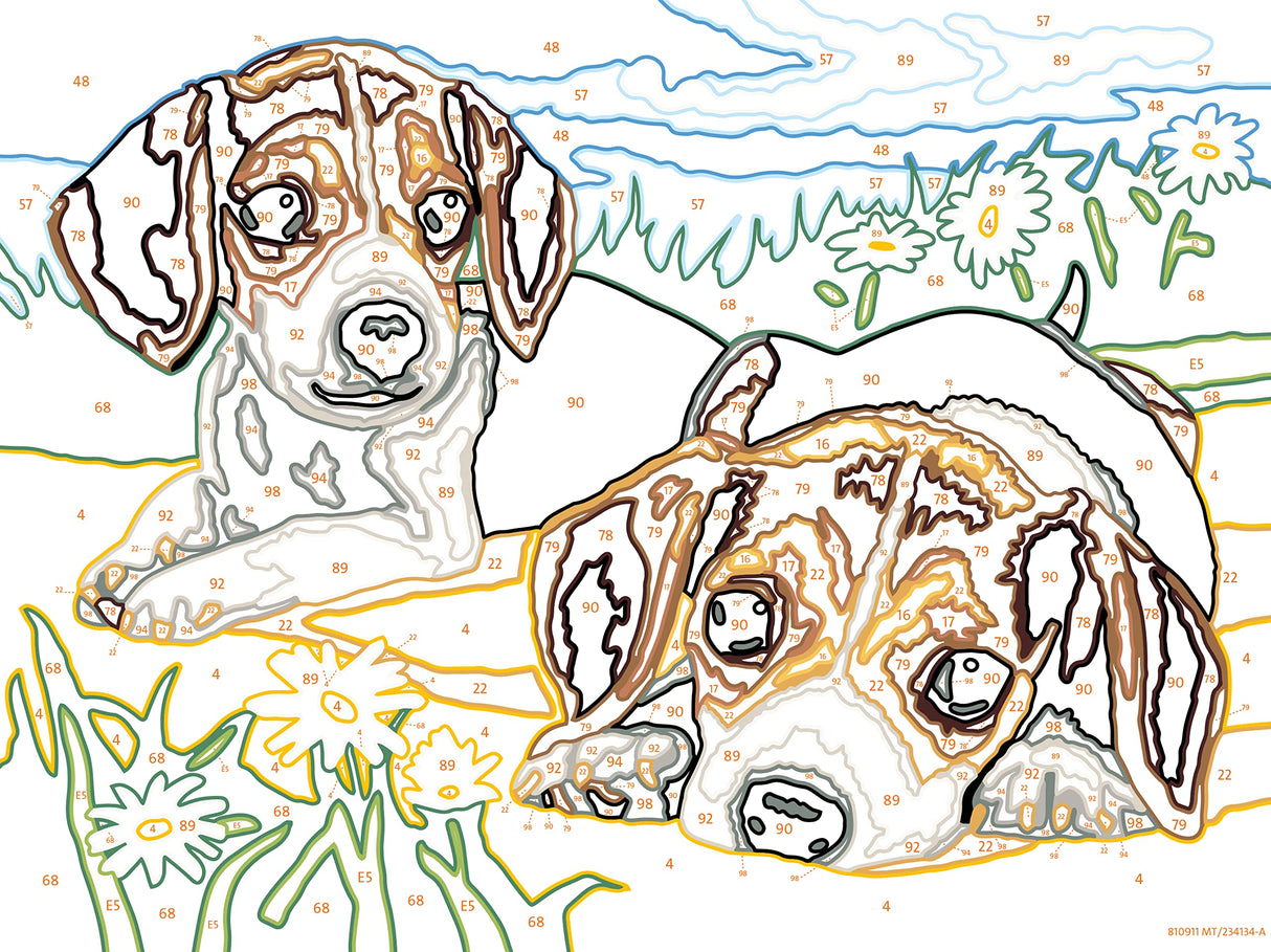 Ravensburger CreArt Jack Russell Puppies Paint by Numbers Kit for Kids - Painting Arts and Crafts for Ages 7 and Up Ravensburger