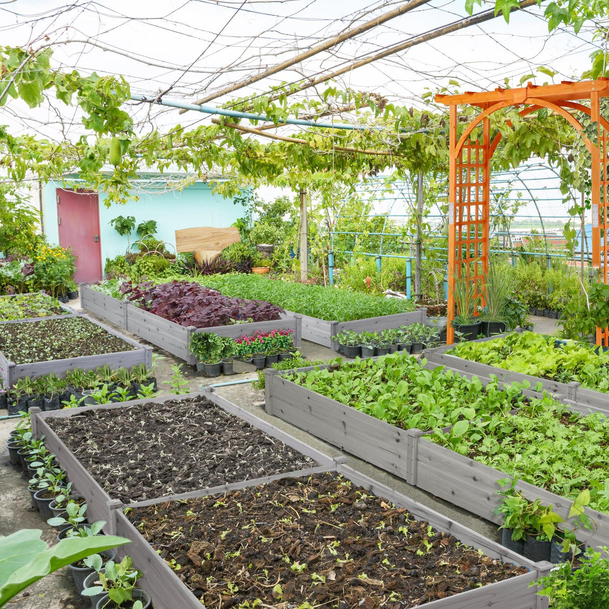 Yaheetech 8×4ft Wooden Horticulture Raised Garden Bed Divisible Elevated Planting Planter Box for Flowers/Vegetables/Herbs in Backyard/Patio Outdoor, 93 x 48 x 10in, Gray Yaheetech