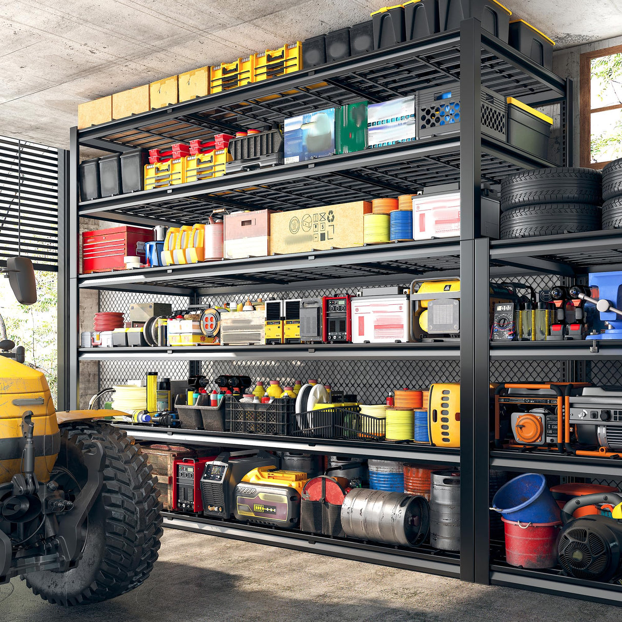 REIBII 60" W Garage Shelving 3500LBS Storage Shelves, 6 Tier Metal Shelves Adjustable Shelving Units and Storage Rack for Warehouse Commercial Pantry Garage Shelves, 60" W x 84" H x 24" D REIBII