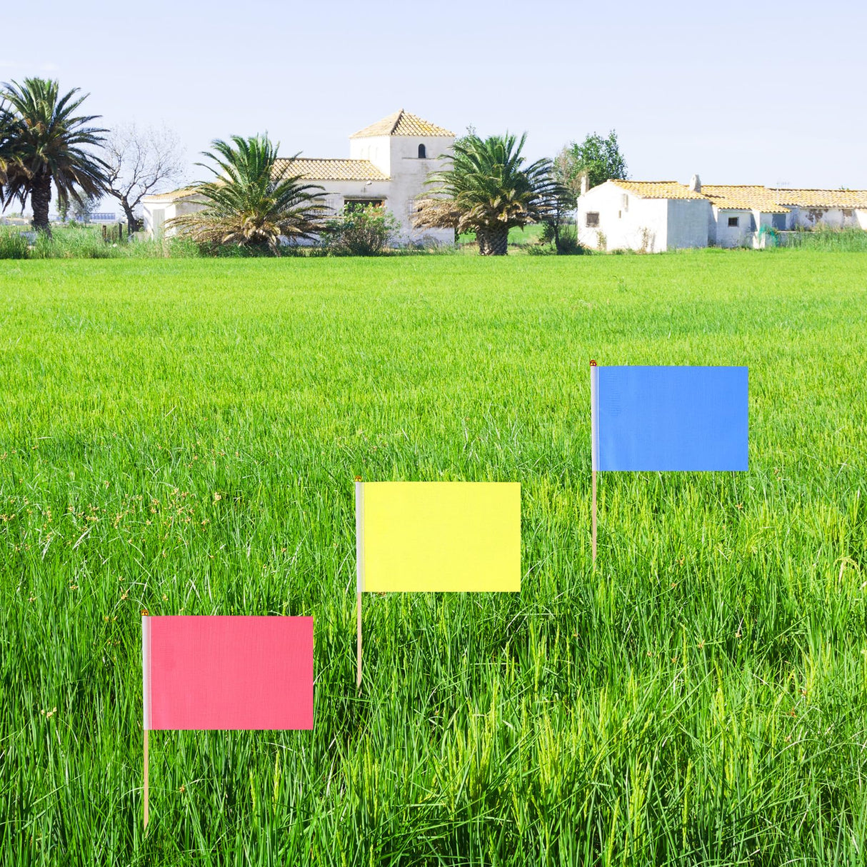 20 Pack Small Solid Color Flag, Mini Marking Flags on Sticks Blank Sublimation Flags Yellow Green Blue Red Flags DIY Graffiti Flags Kids Birthday Party Supplies for Parades Festival Events Celebration Sliverdew