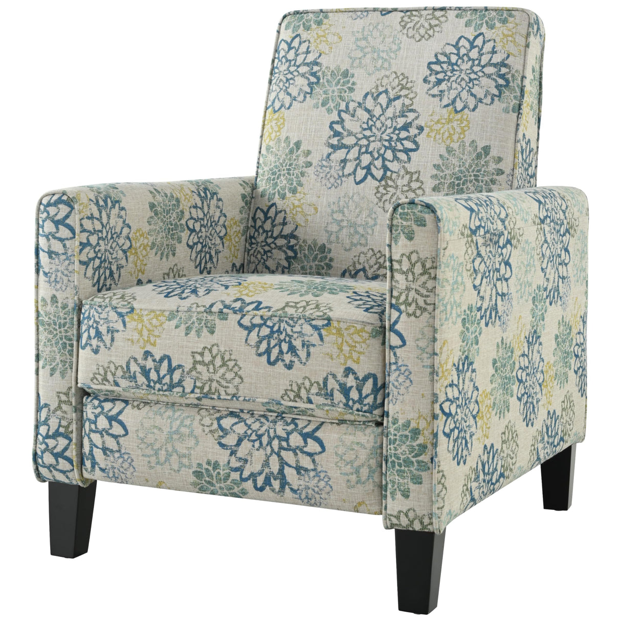 Christopher Knight Home Kenley Modern Fabric Upholstered Push Back Recliner Chair, Wooden Gliding Home Theater Seating, Comfy Reading Chair, Deep Seating Single Sofa Accent Chair, Mixed Blue Christopher Knight Home