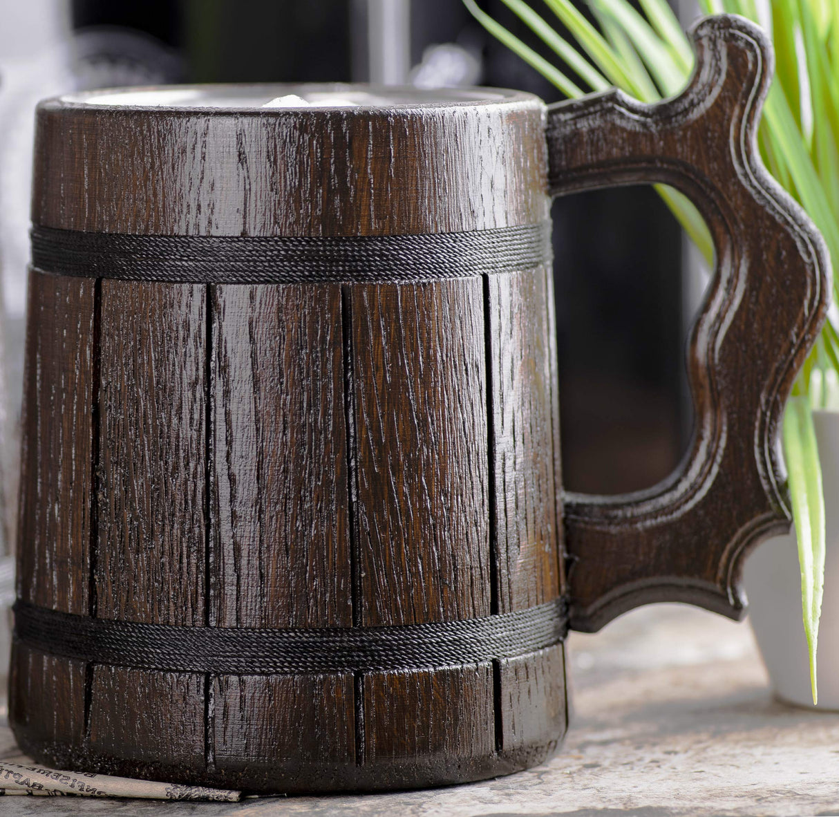 Ruiner Nergigante Beer Mug Monster Hunter Iceborne Wooden Beer Stein MHW Gamer Mug Gift Boyfriend Personalized Anniversary Christmas Birthday Gifts For Gamer Husband Beer Steins Beer Tankard 17oz K433 WoodWithMood